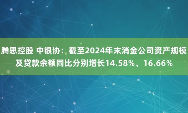 腾思控股 中银协：截至2024年末消金公司资产规模及贷款余额同比分别增长14.58%、16.66%