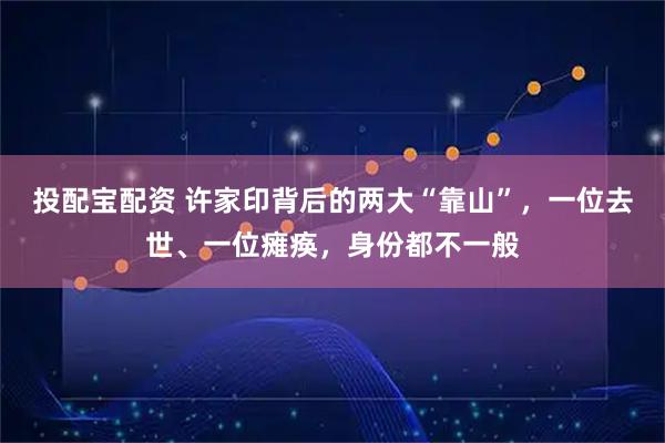 投配宝配资 许家印背后的两大“靠山”，一位去世、一位瘫痪，身份都不一般